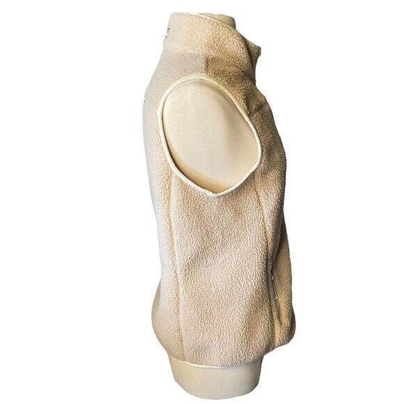 Vineyard Vines Fleece Vest Sherpa Patch Pocket Medium Tan White Full Zip - Picture 7 of 8